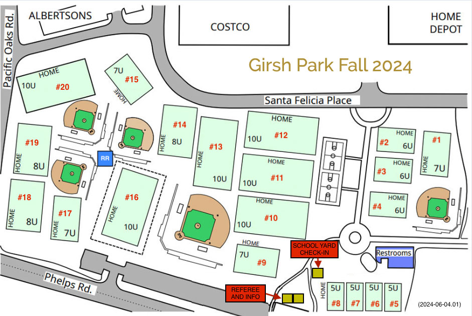 Girsh Park Fields AYSO Soccer Map
