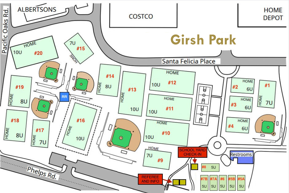 Girsh Park Field Map AYSO Soccer Santa Barbara